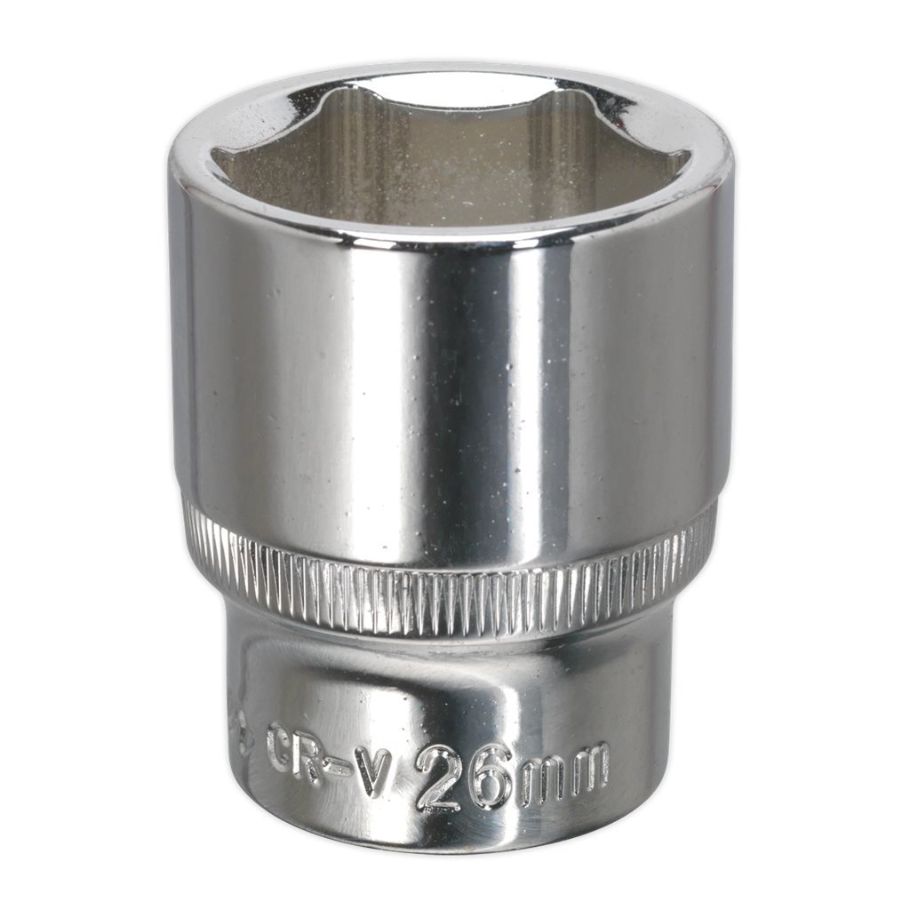 Sealey Premier Fully Polished Socket 1/2"Sq Drive 26mm