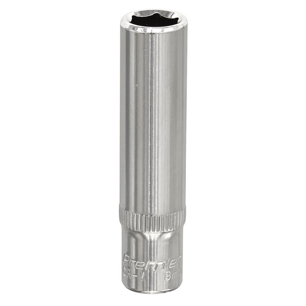 Sealey Premier Fully Polished Deep Socket 1/4"Sq Drive 8mm