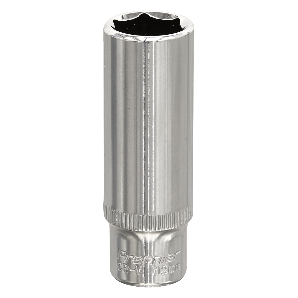 Sealey Premier Fully Polished Deep Socket 1/4"Sq Drive 12mm