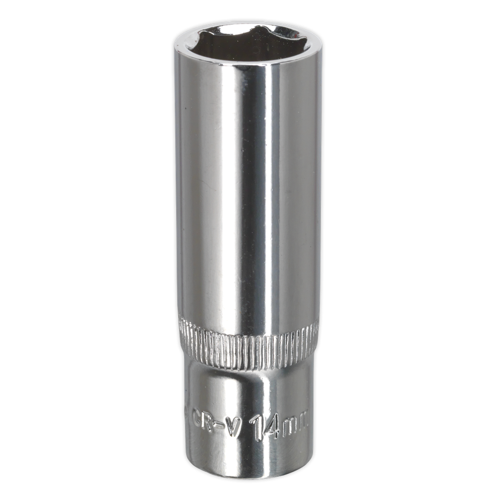 Sealey Premier Fully Polished Deep Socket 3/8"Sq Drive 14mm
