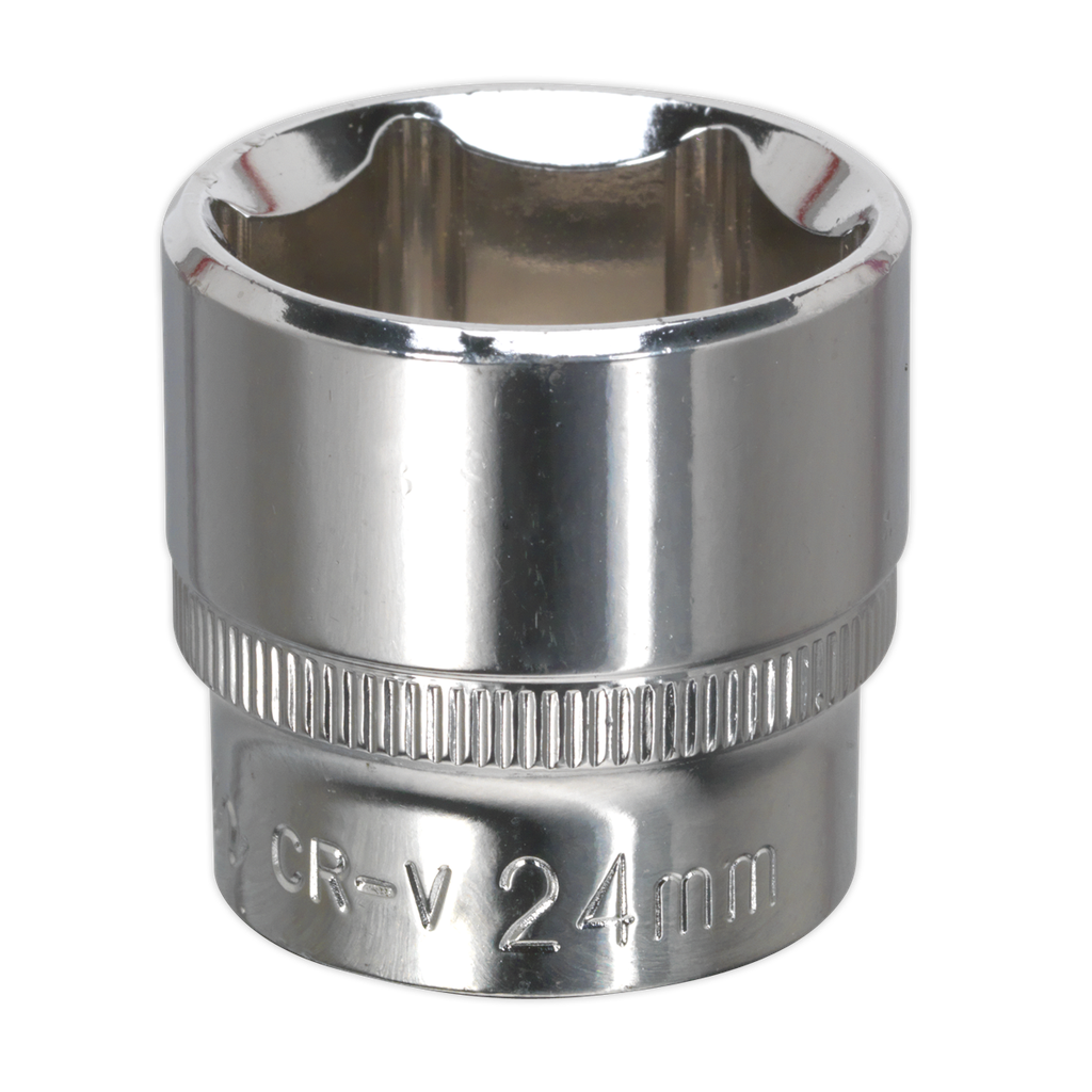 Sealey Premier Fully Polished Socket 3/8"Sq Drive 24mm