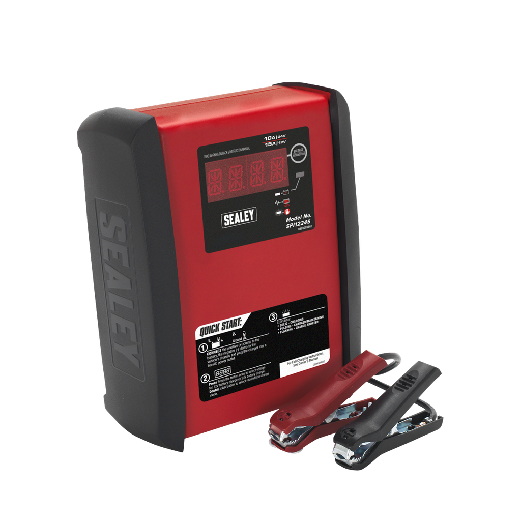 Sealey 12V 15A/24V Intelligent Speed Charge Battery Charger/Maintainer 10A