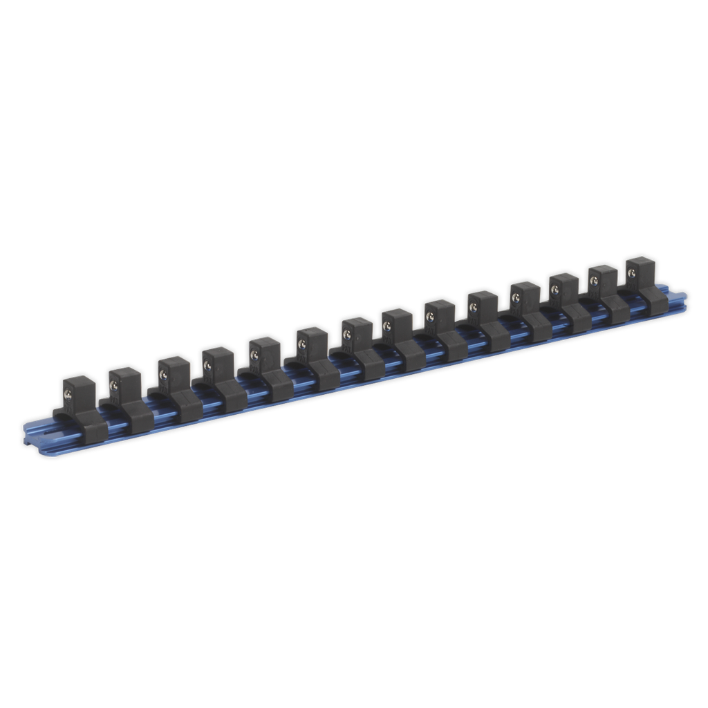 Sealey Premier Aluminium Socket Retaining Rail with 14 Clips 3/8"Sq Drive