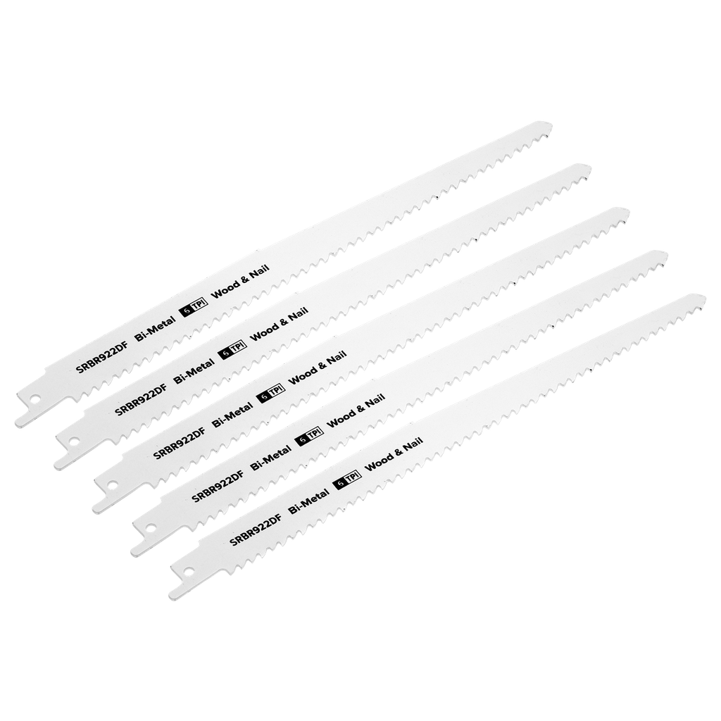 Reciprocating Saw Blade for Wood & Nails 230mm 6tpi - Pack of 5