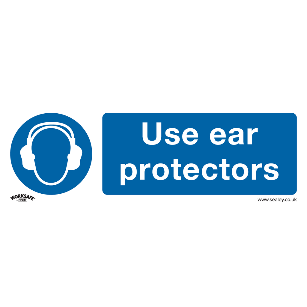 Sealey Worksafe® Use Ear Protectors Safety Sign - Self-Adhesive 