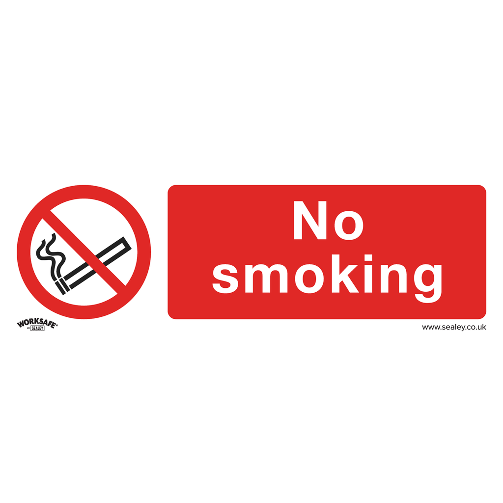 Sealey Worksafe® No Smoking Safety Sign, Rigid Plastic - Pack of