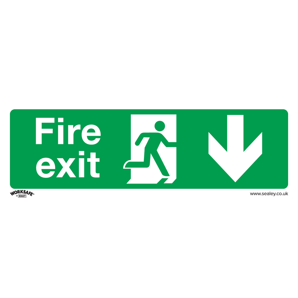 Sealey Worksafe® Fire Exit (Down) Safety Sign - Rigid Plastic
