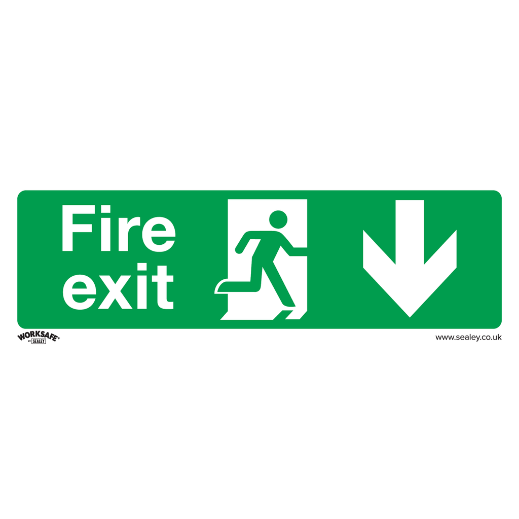 Sealey Worksafe® Fire Exit (Down) Safety Sign - Self-Adhesive Vi