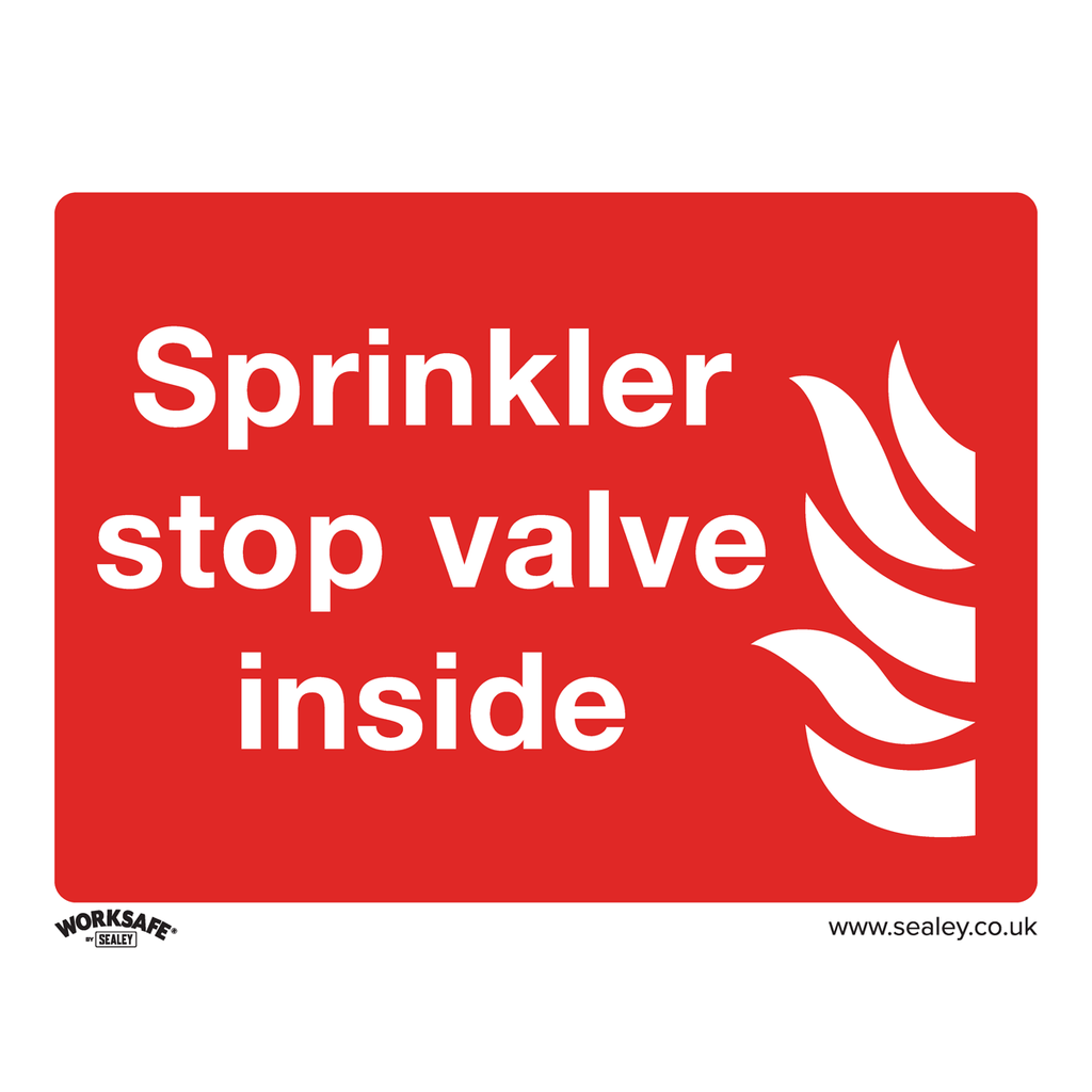 Sealey Worksafe® Sprinkler Stop Valve Safety Sign, Rigid Plastic