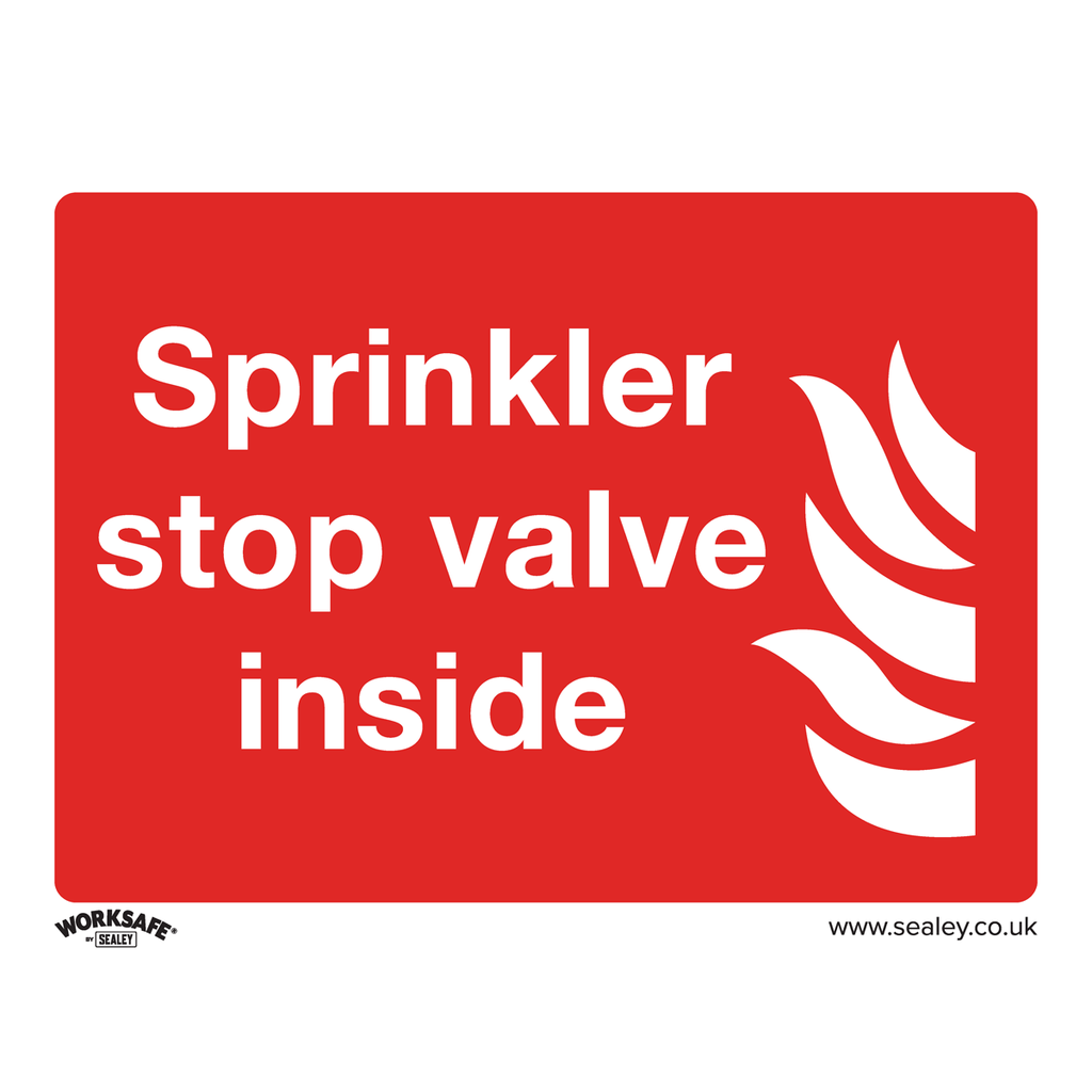 Sealey Worksafe® Sprinkler Stop Valve Safety Sign - Self-Adhesiv