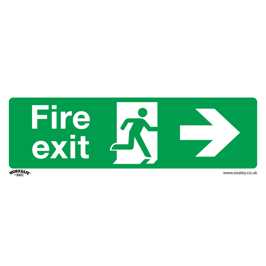 Worksafe® Fire Exit (Right) Safety Sign, Rigid Plastic - Pack of 10