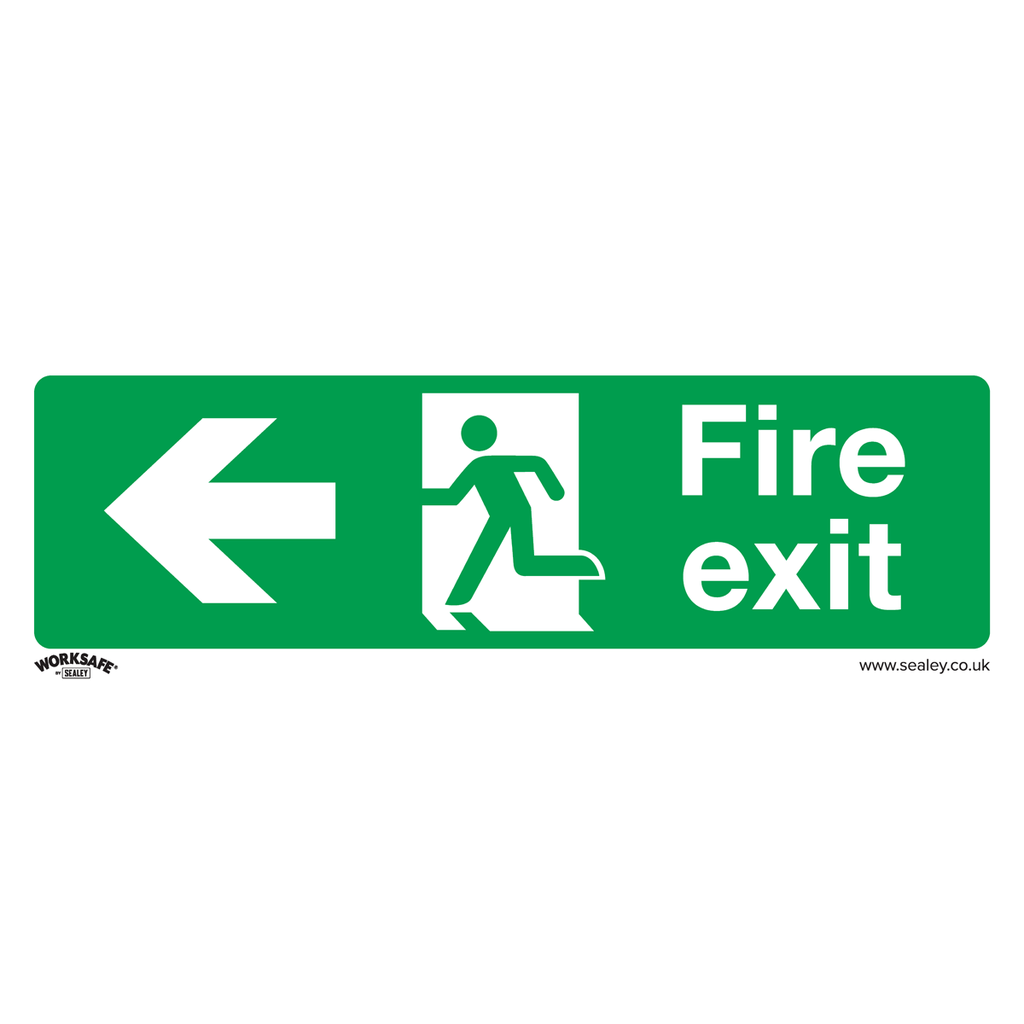 Worksafe® Fire Exit (Left) Safety Sign, Rigid Plastic - Pack of 10