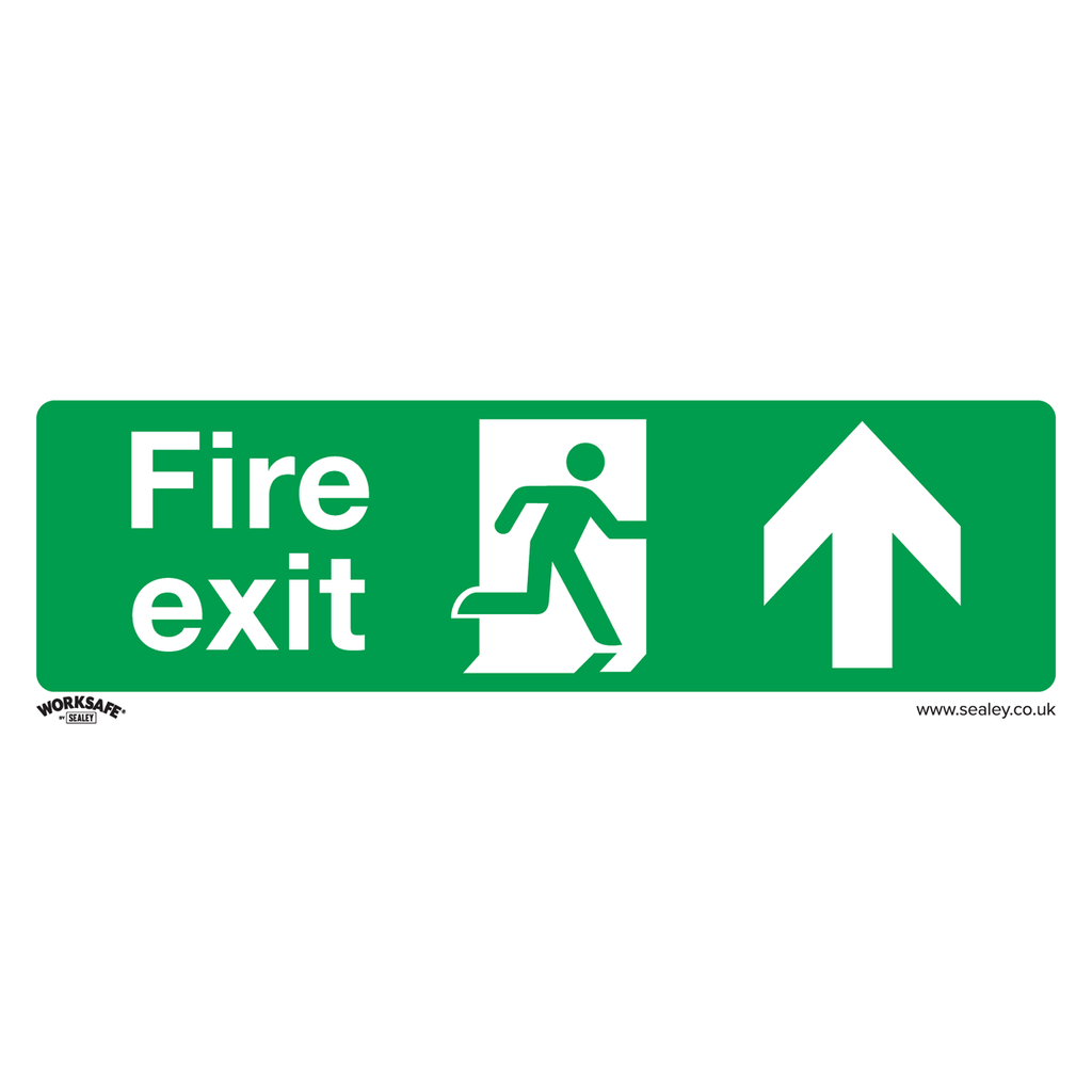 Sealey Worksafe® Fire Exit (Up) Safety Sign - Rigid Plastic