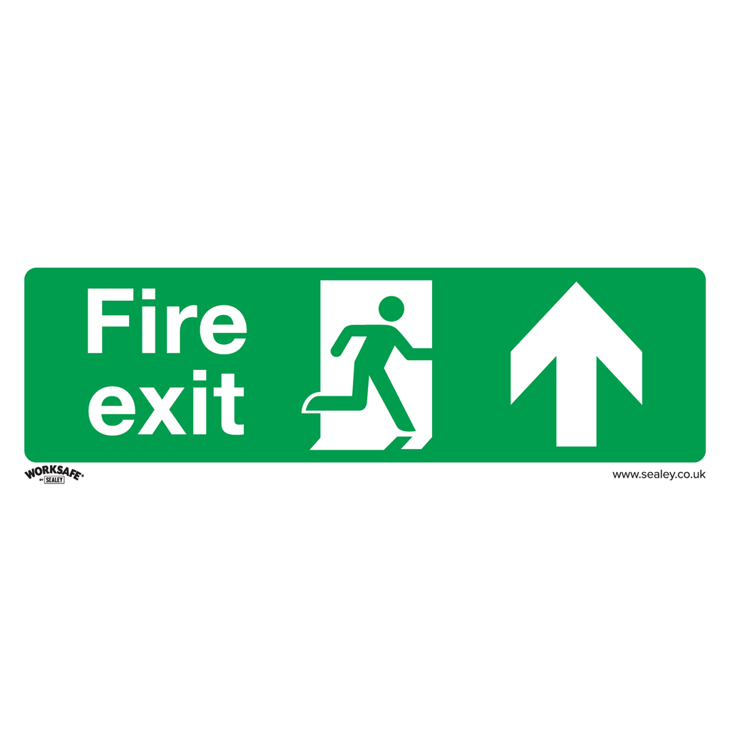 Worksafe® Fire Exit (Up) Safety Sign, Rigid Plastic - Pack of 10