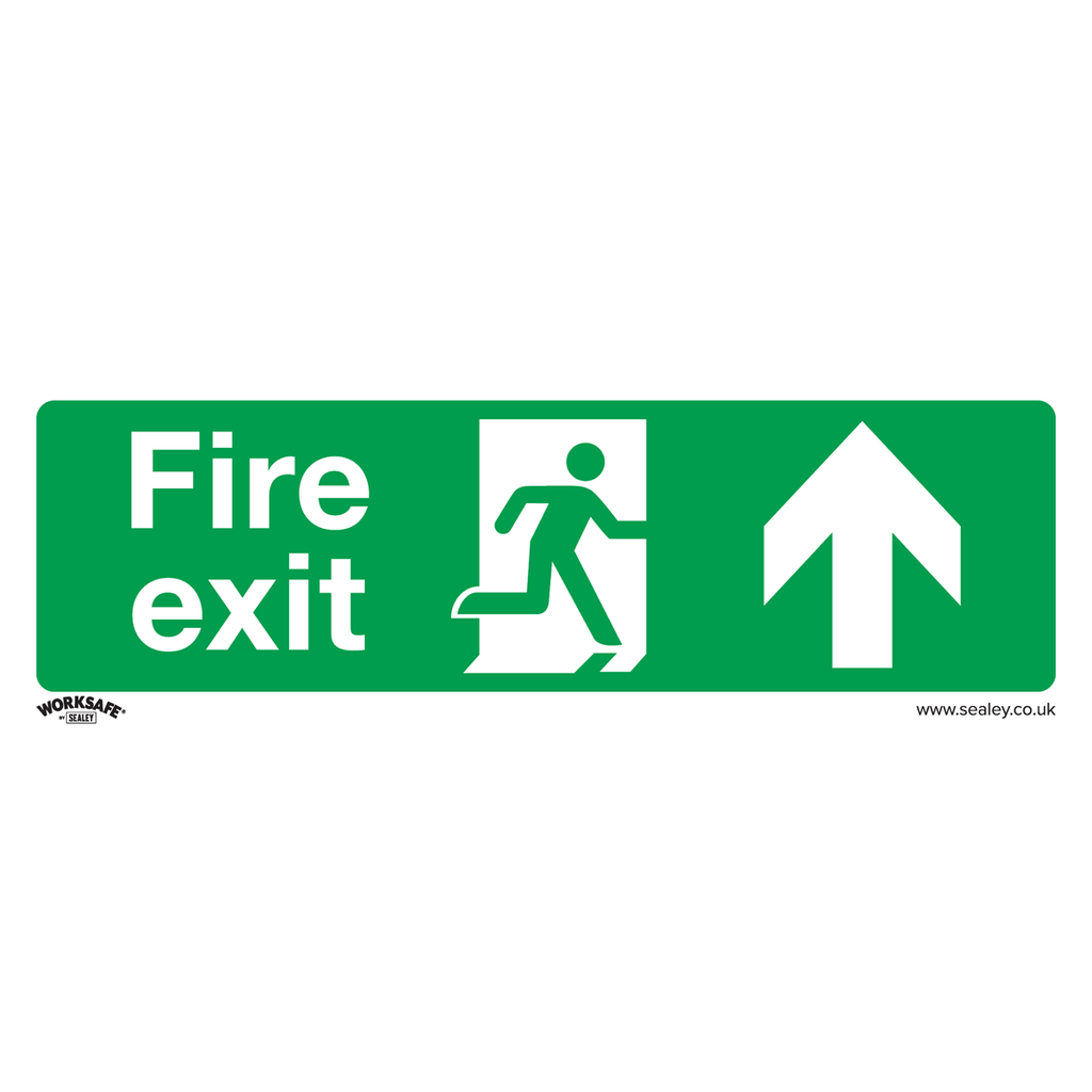 Sealey Worksafe® Fire Exit (Up) Safety Sign - Self-Adhesive Viny