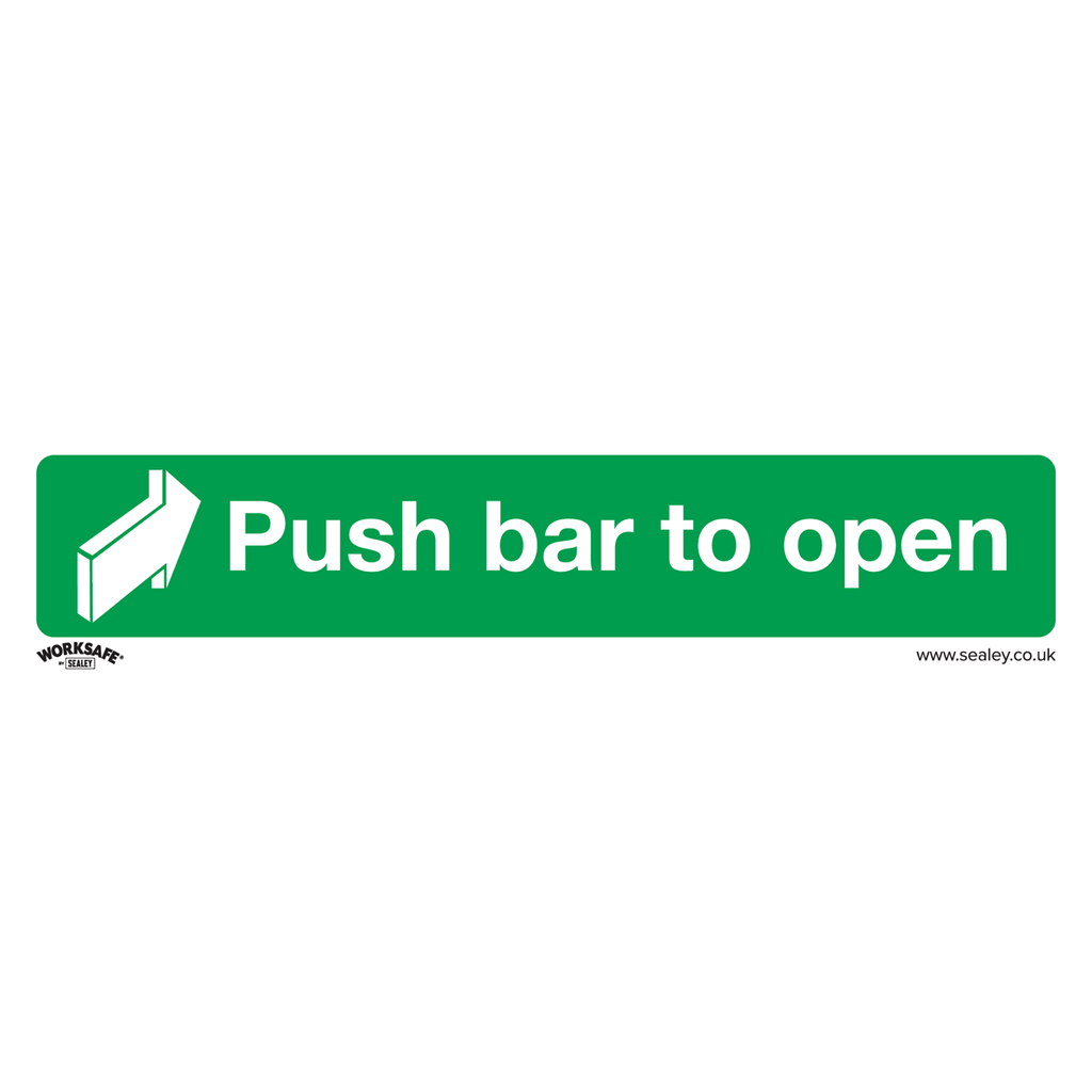 Sealey Worksafe® Push Bar To Open Safety Sign, Self-Adhesive Vin