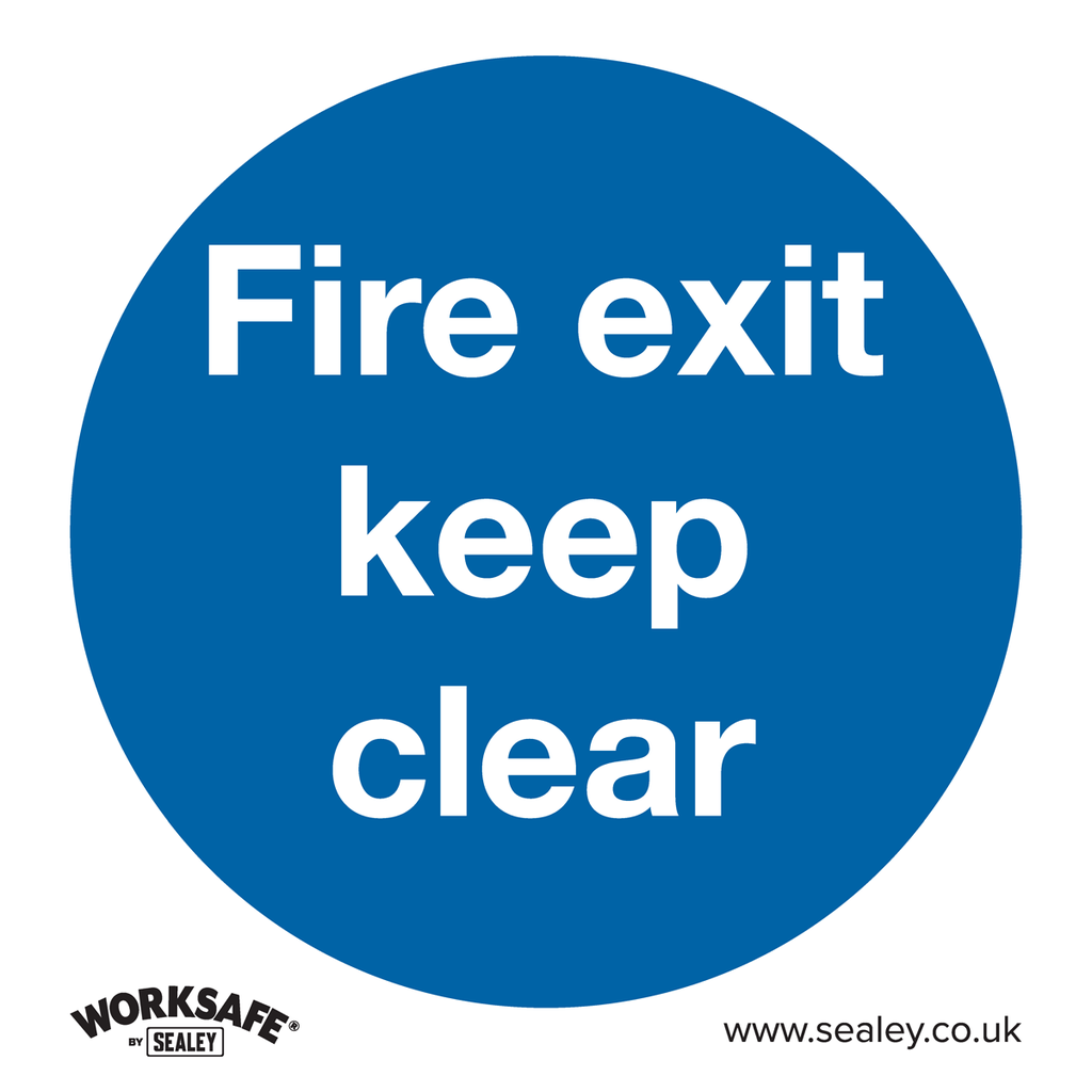 Sealey Worksafe® Fire Exit Keep Clear Safety Sign - Self-Adhesiv
