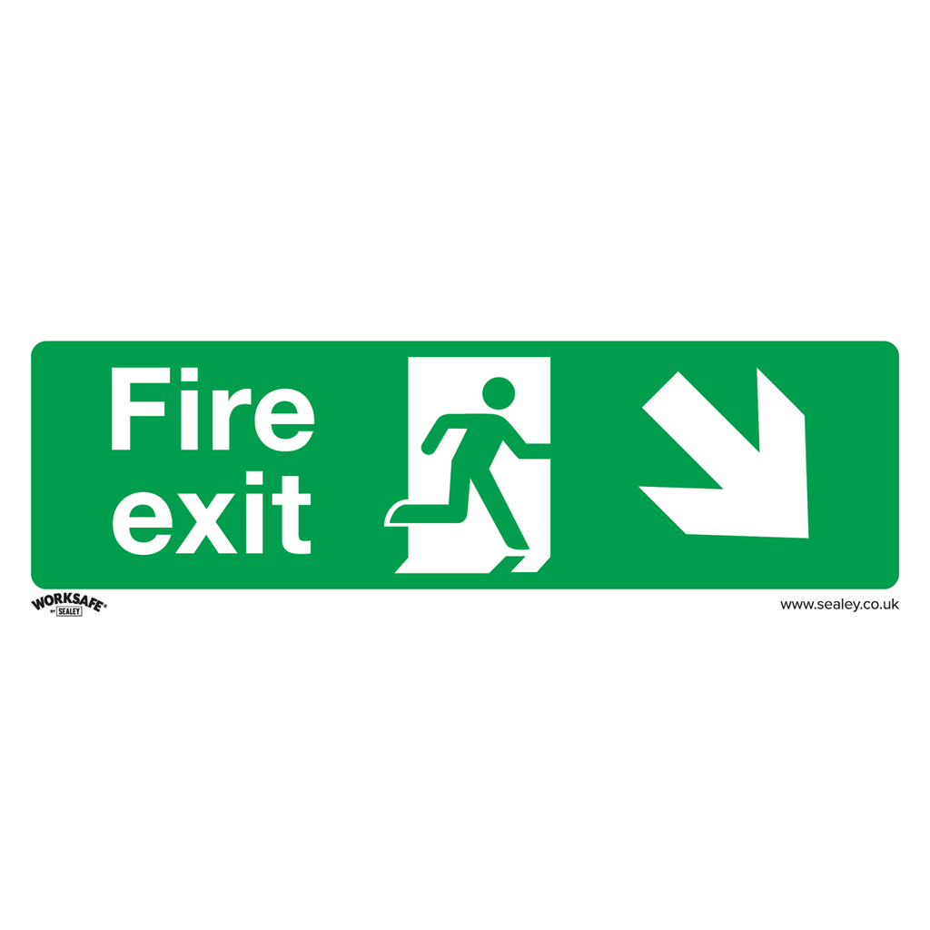 Worksafe® Fire Exit (Down Right) Safety Sign - Self-Adhesive Vinyl