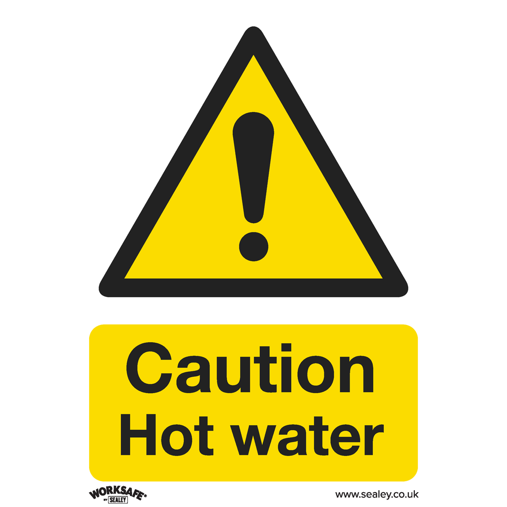Sealey Worksafe® Caution Hot Water Safety Sign- Rigid Plastic