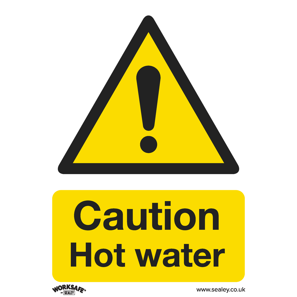 Worksafe® Caution Hot Water Safety Sign - Self-Adhesive Vinyl
