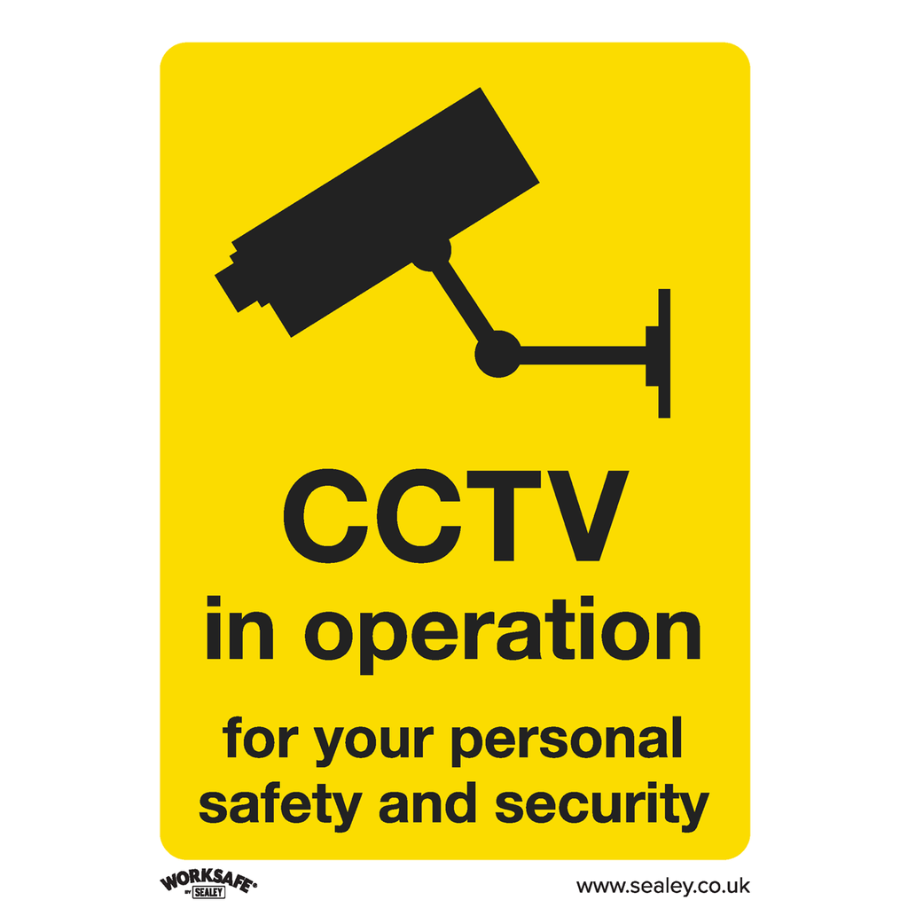 Worksafe® CCTV Safety Sign, Rigid Plastic - Pack of 10