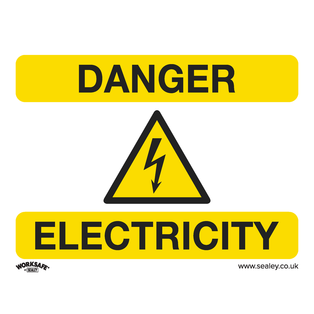 Sealey Worksafe® Danger Electricity Safety Sign - Self-Adhesive 
