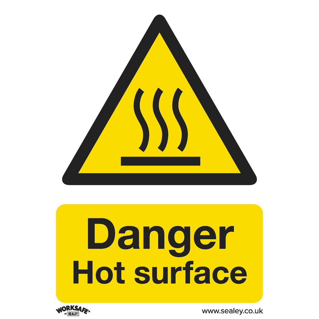Worksafe® Danger Hot Surface Safety Sign, Rigid Plastic - Pack of 10