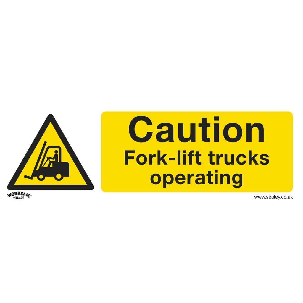 Worksafe® Caution Fork-Lift Trucks Safety Sign, Rigid Plastic - Pack of 10