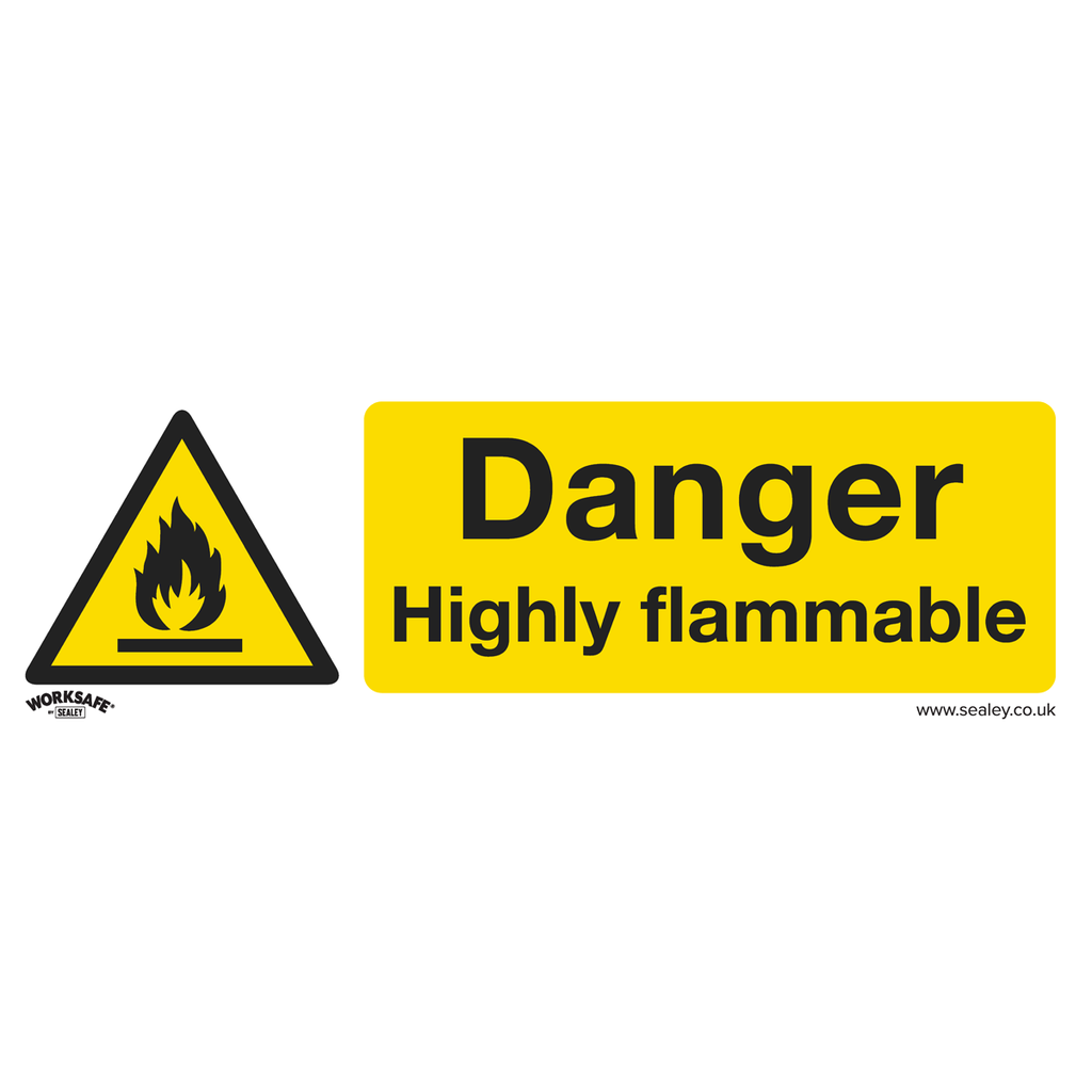 Worksafe® Danger Highly Flammable Safety Sign - Rigid Plastic