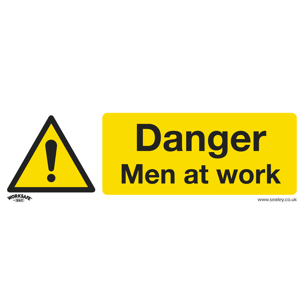 Sealey Worksafe® Danger Men At Work Safety Sign, Self-Adhesive Vinyl - Pack of 10