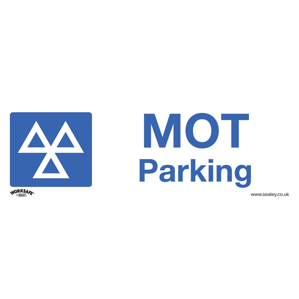Sealey Worksafe® MOT Parking Safety Sign, Self-Adhesive Vinyl - Pack of 10
