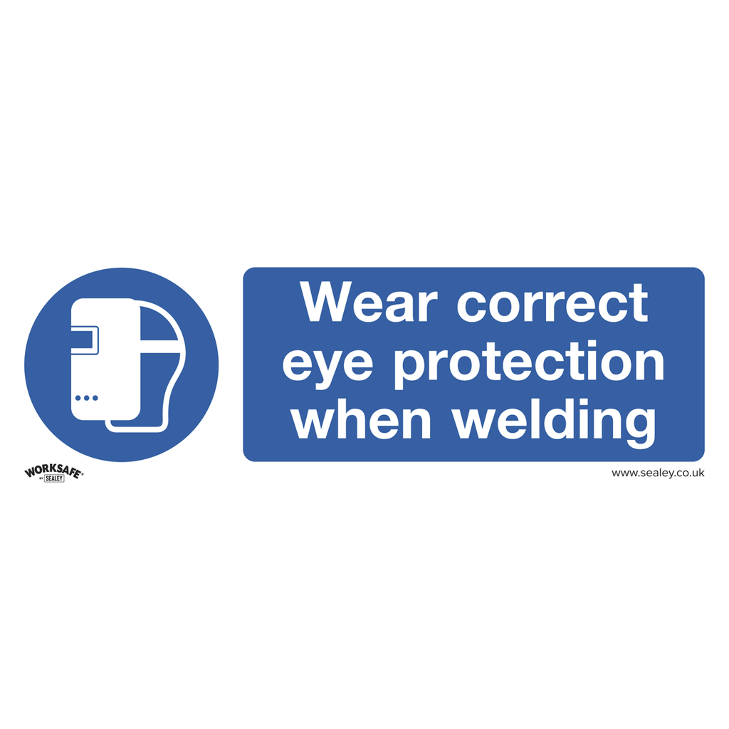 Worksafe® Wear Eye Protection When Welding Safety Sign, Self-Adhesive Vinyl - Pack of 10
