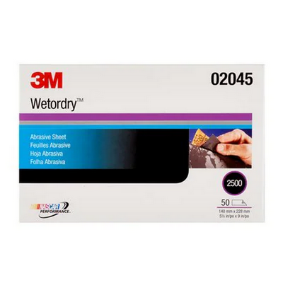 3M P2500 Microfine Wet or Dry Abrasive Paper Half Sheets 401Q (Pkt 50)