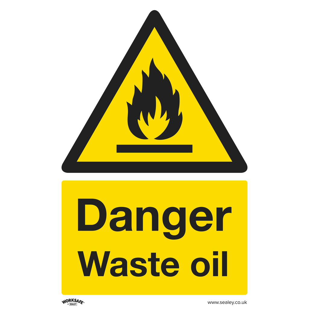 Worksafe® Danger Waste Oil Safety Sign - Self-Adhesive Vinyl