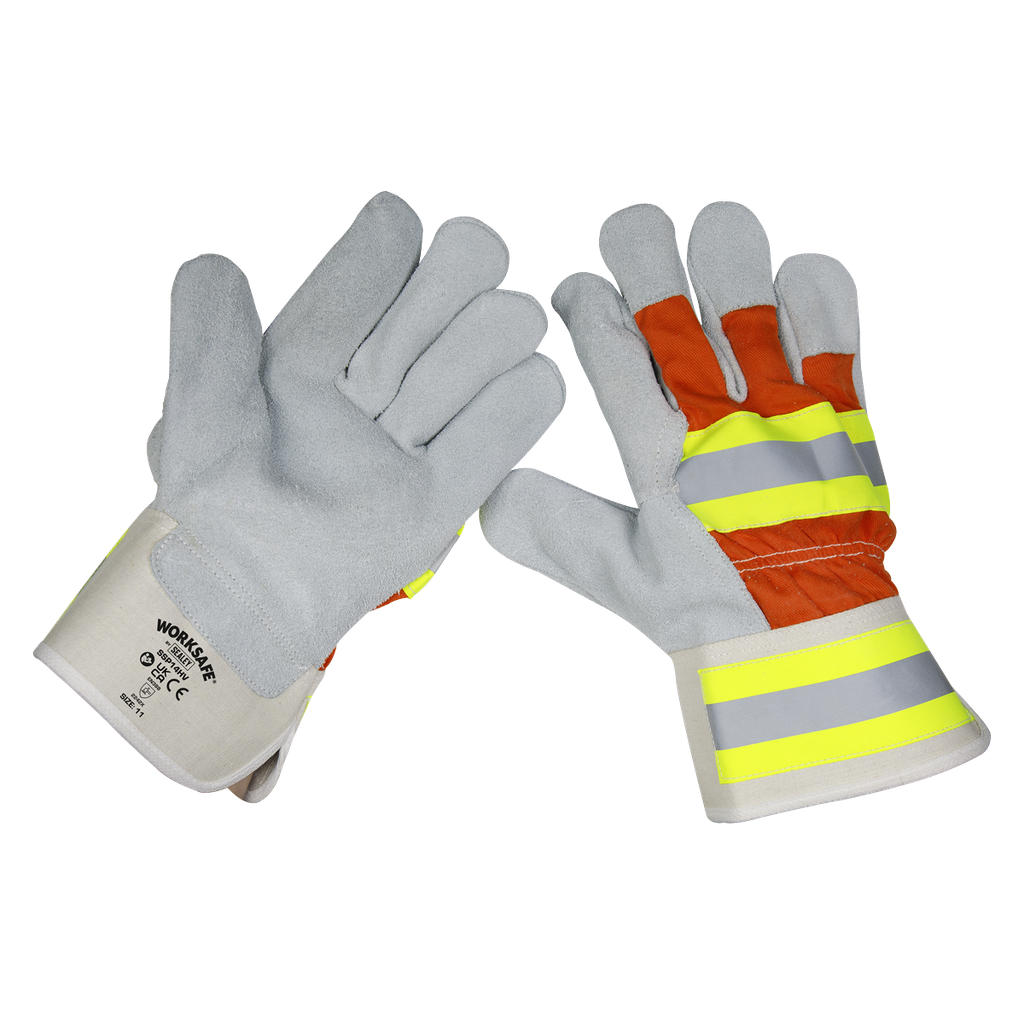 Sealey Worksafe® Reflective Rigger's Gloves - Pack of 6 Pairs