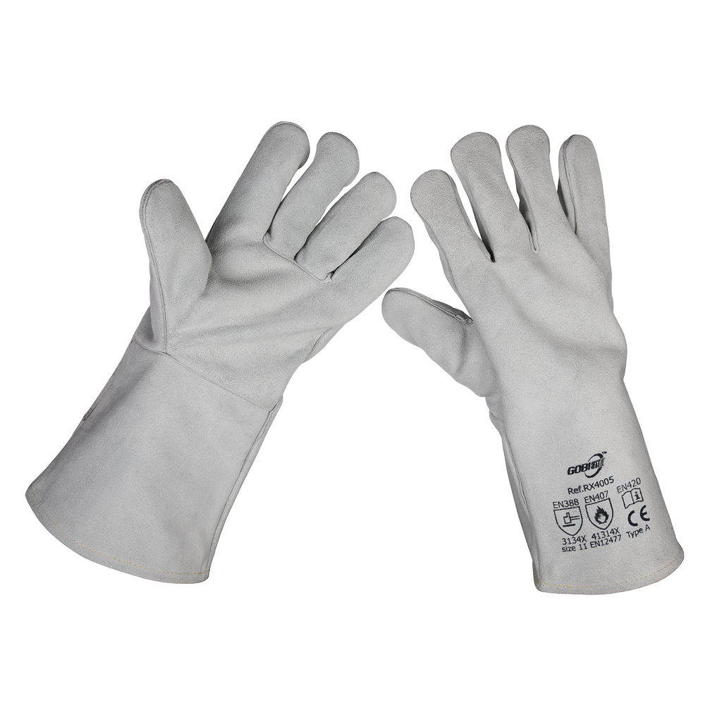 Sealey Worksafe Heavy-Duty Leather Lined Welding Gauntlets, Extra-Large - Pair