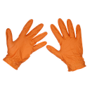 Sealey Diamond Grip Extra-Thick Nitrile Powder-Free Gloves, Orange, Large - Pack of 50
