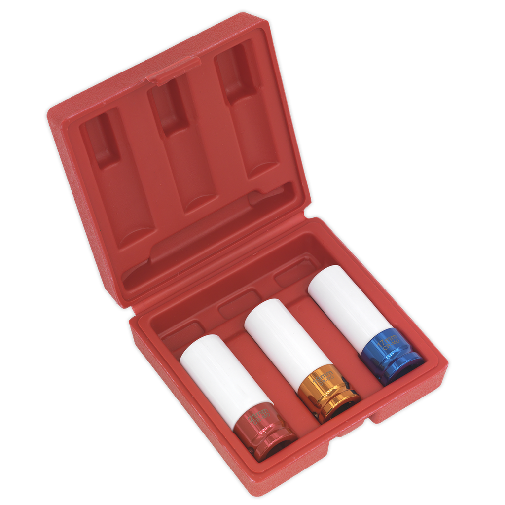 Sealey Alloy Wheel Impact Socket Set 1/2"Sq Drive 3pc