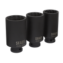 Sealey Impact Hub Nut Socket Set 1/2"Sq Drive 12-Point 3pc