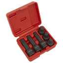 Impact Spline Socket Bit Set 1/2"Sq Drive 6pc