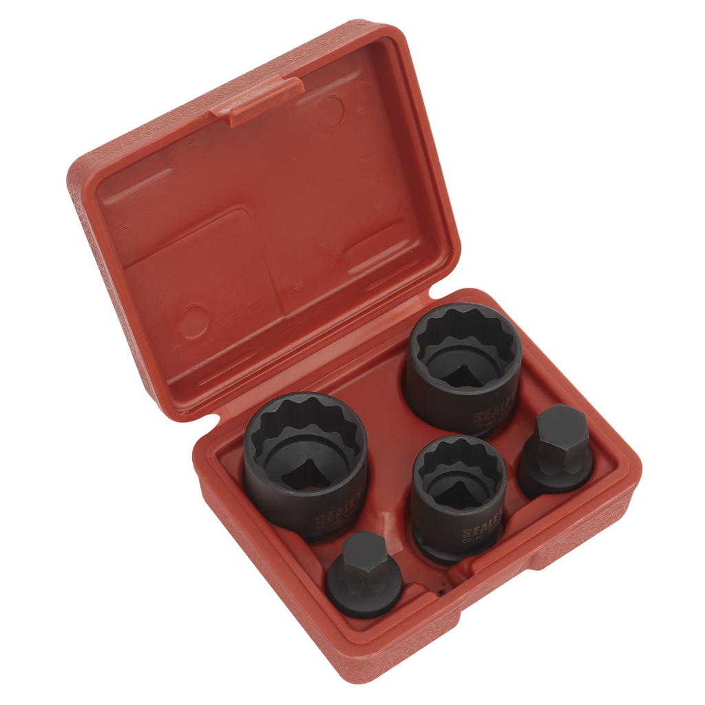 Impact Hub Socket & Socket Bit Set 1/2"Sq Drive 12-Point 5pc