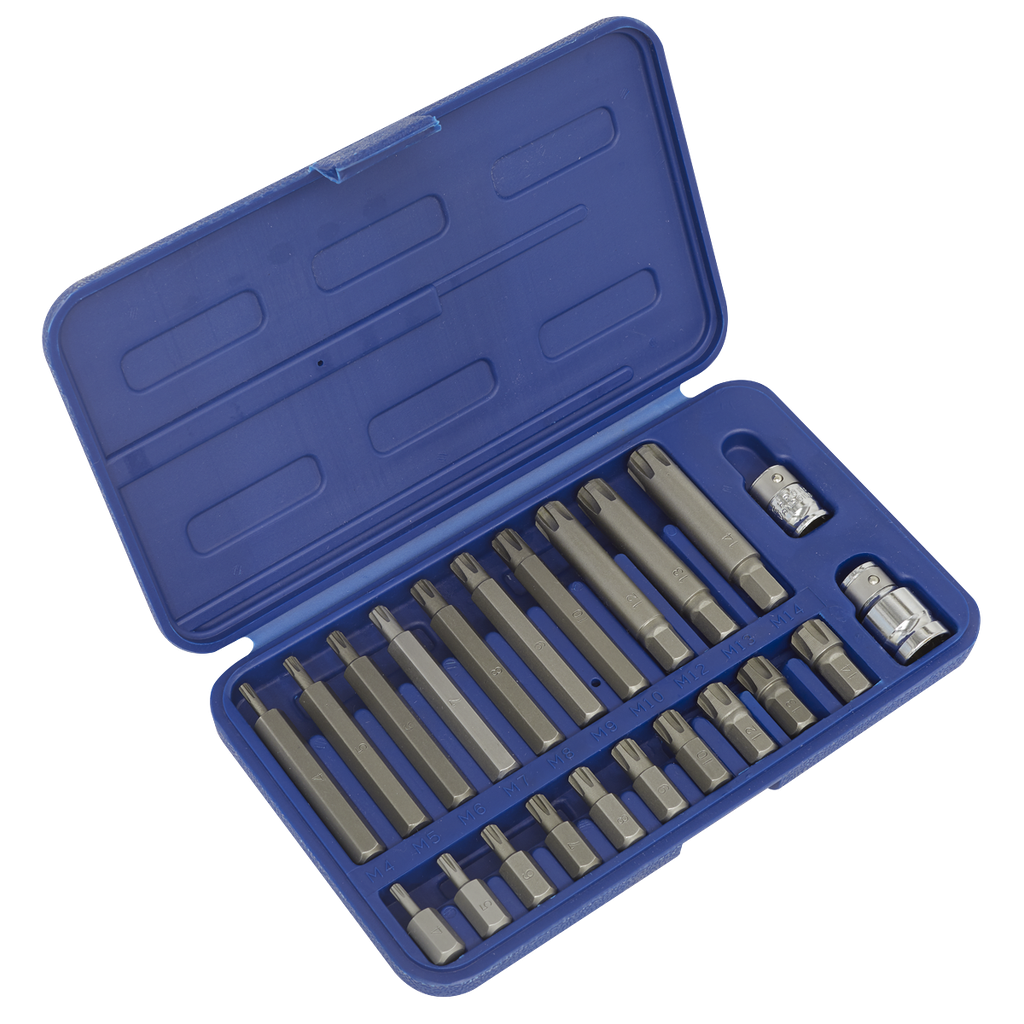 Sealey Premier Ribe Bit Set 3/8" & 1/2"Sq Drive 22pc