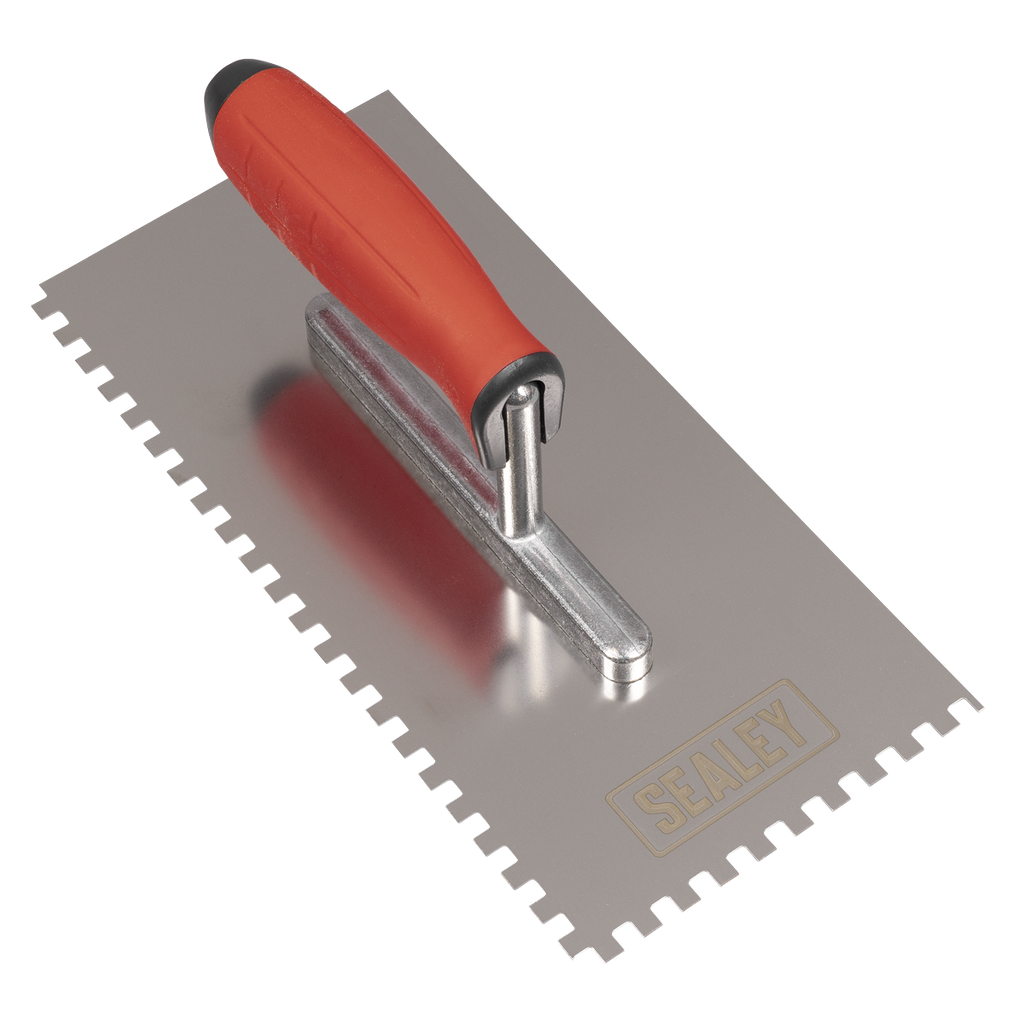 Sealey Stainless Steel 6mm Notched Trowel with Rubber Handle 270mm