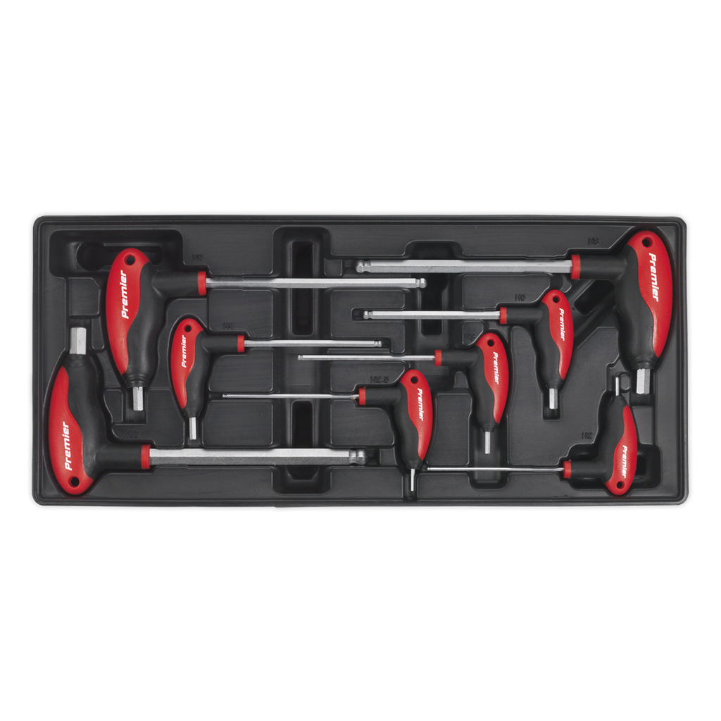 Sealey Premier T-Handle Ball-End Hex Key Set with Tool Tray 8pc