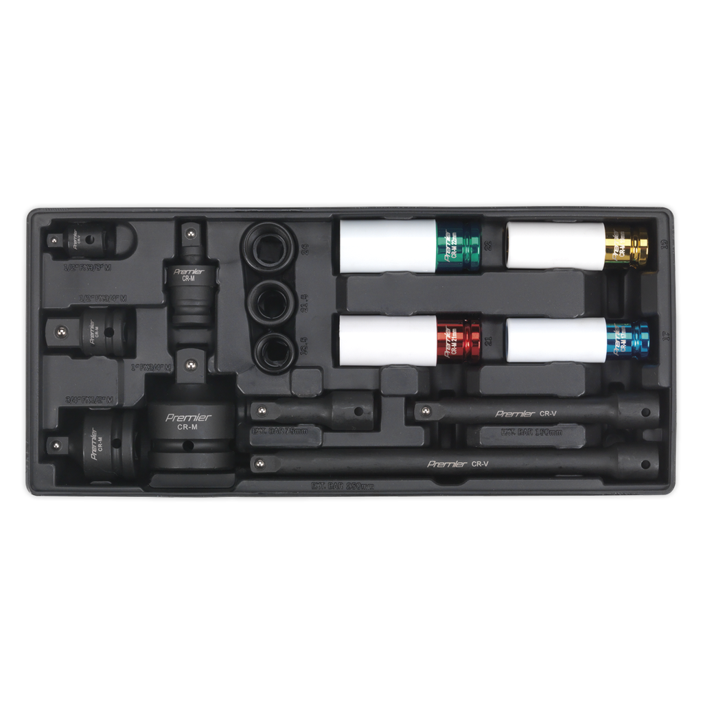 Sealey Premier Impact Socket & Adaptor Set with Tool Tray 15pc