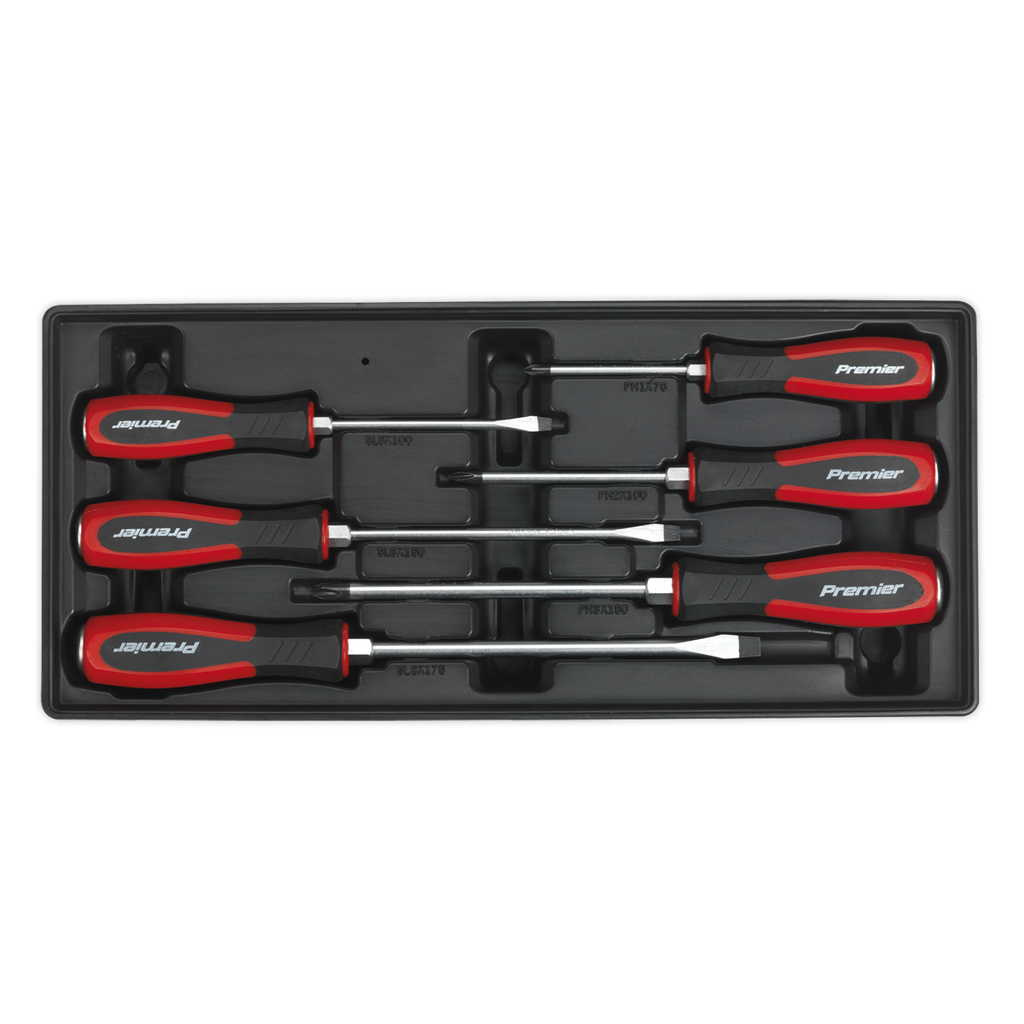 Premier Hammer-Thru Screwdriver Set with Tool Tray 6pc