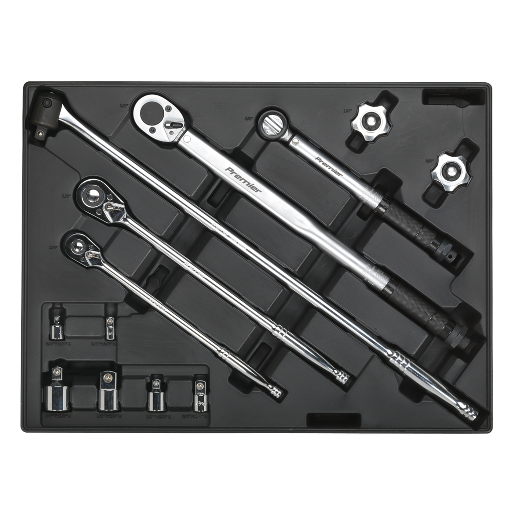 Premier Ratchet, Torque Wrench, Breaker Bar & Socket Adaptor Set with Tool Tray 13pc