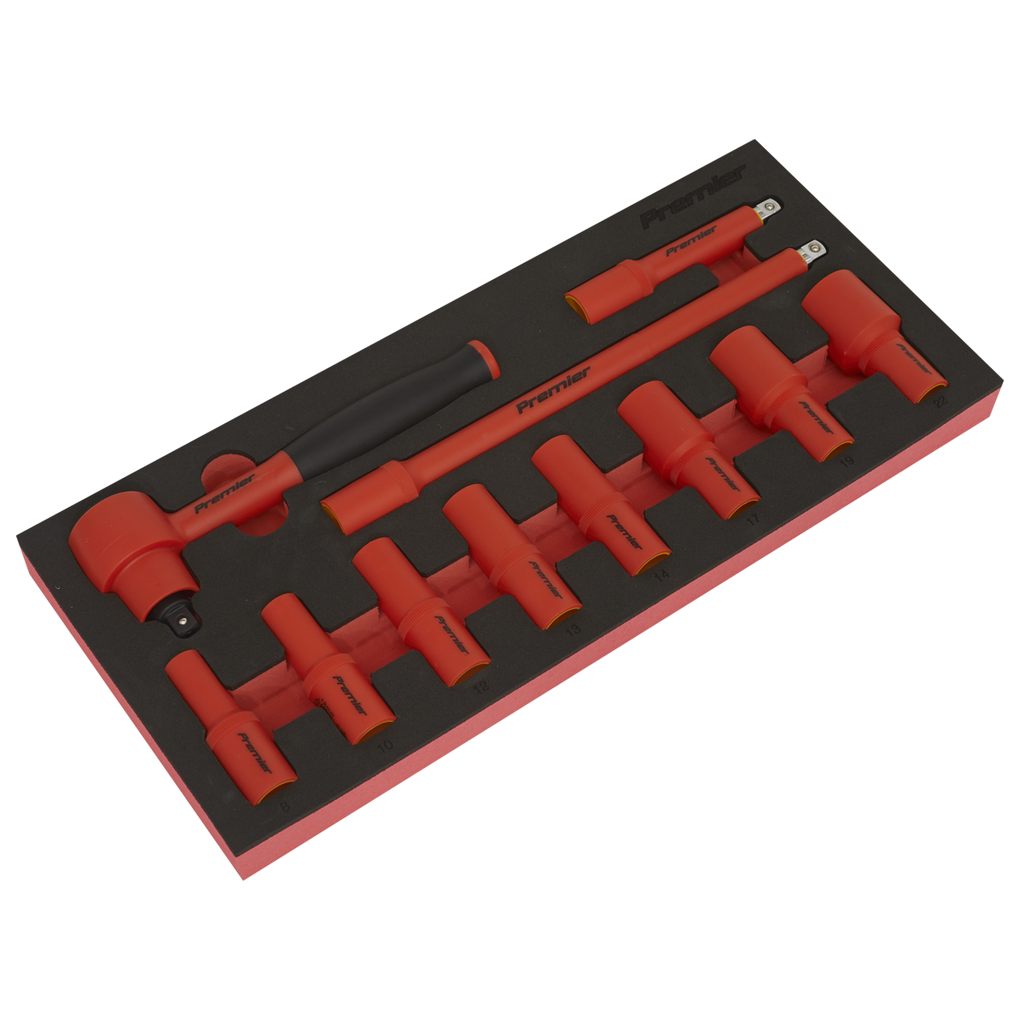 Premier Insulated Socket Set with Tool Tray 3/8"Sq Drive 11pc - VDE Approved