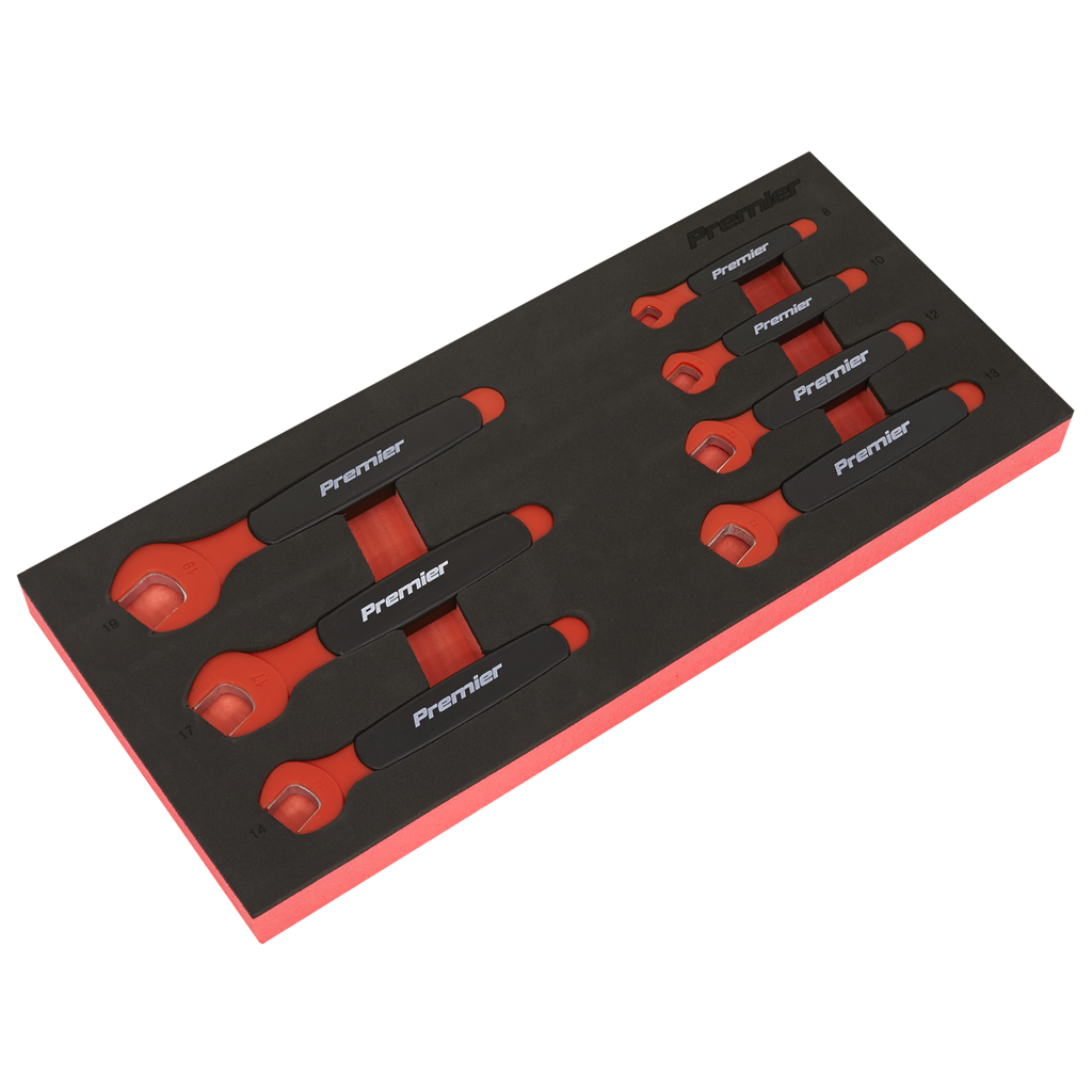 Sealey Premier Insulated Open-End Spanner Set with Tool Tray 7pc