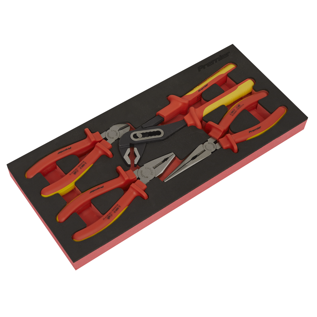 Sealey Premier Insulated Pliers Set with Tool Tray 4pc - VDE App